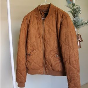 Large women’s faux suede brown bomber jacket